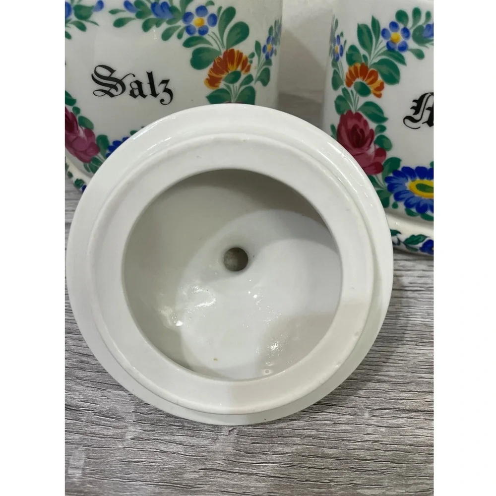 Kurt Hammer Vintage German Floral‎ Ceramic Canister Set of 3 Salz Mehl Kakao